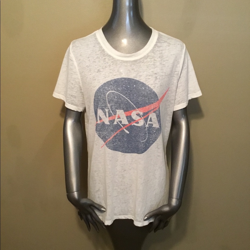 Zoe + Liv NASA white burnout graphic tee shirts